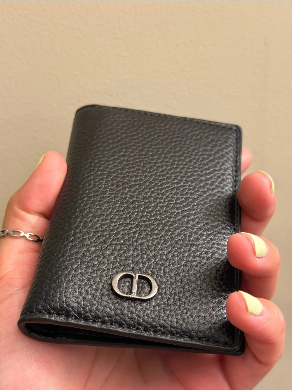 Dior Black Textured Leather Card Holder wallet